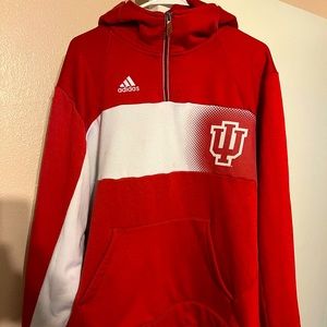 Indiana Hoosiers Adidas Quarter Zip Hooded Sweatshirt